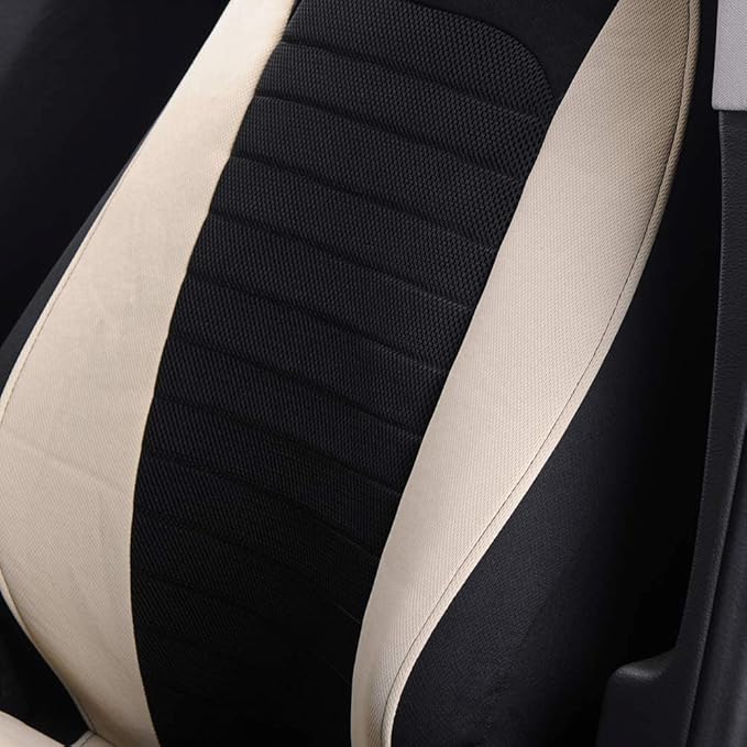 AUTOYOUTH Car Seat Covers - Bucket Seat Cover Seat Achieve The Perfect Combination of Style and Protection with Universal Fit Seat Covers for Sedan, Truck, SUV(Black Beige)…