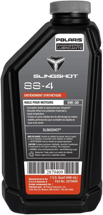 Polaris Slingshot SS-4 5W-30 Full Synthetic Engine Oil for All Models, High Temperature Viscosity Protection, Enhanced Engine Performance, Reduced Friction and Wear, 1 Quart, Qty 1-2879409