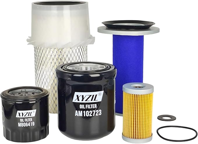 Maintenance Filter Kit Compatible with John Deere 955 Engine 3TN84 Compact Utility Tractor AM102723 M806419 T111383 AM108184 AM108185 Dual Stage Air Cleaner (Hydraulic Oil Fuel Air Filter Kit)