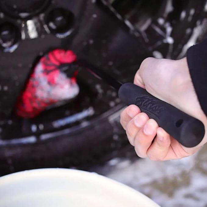 Wheel Cleaning Brushes - Wheel Brushes for Cleaning Wheels - Soft Car Rim Cleaning Brushes Car Detail Wheel Brush (Tire Cleaning Brush)