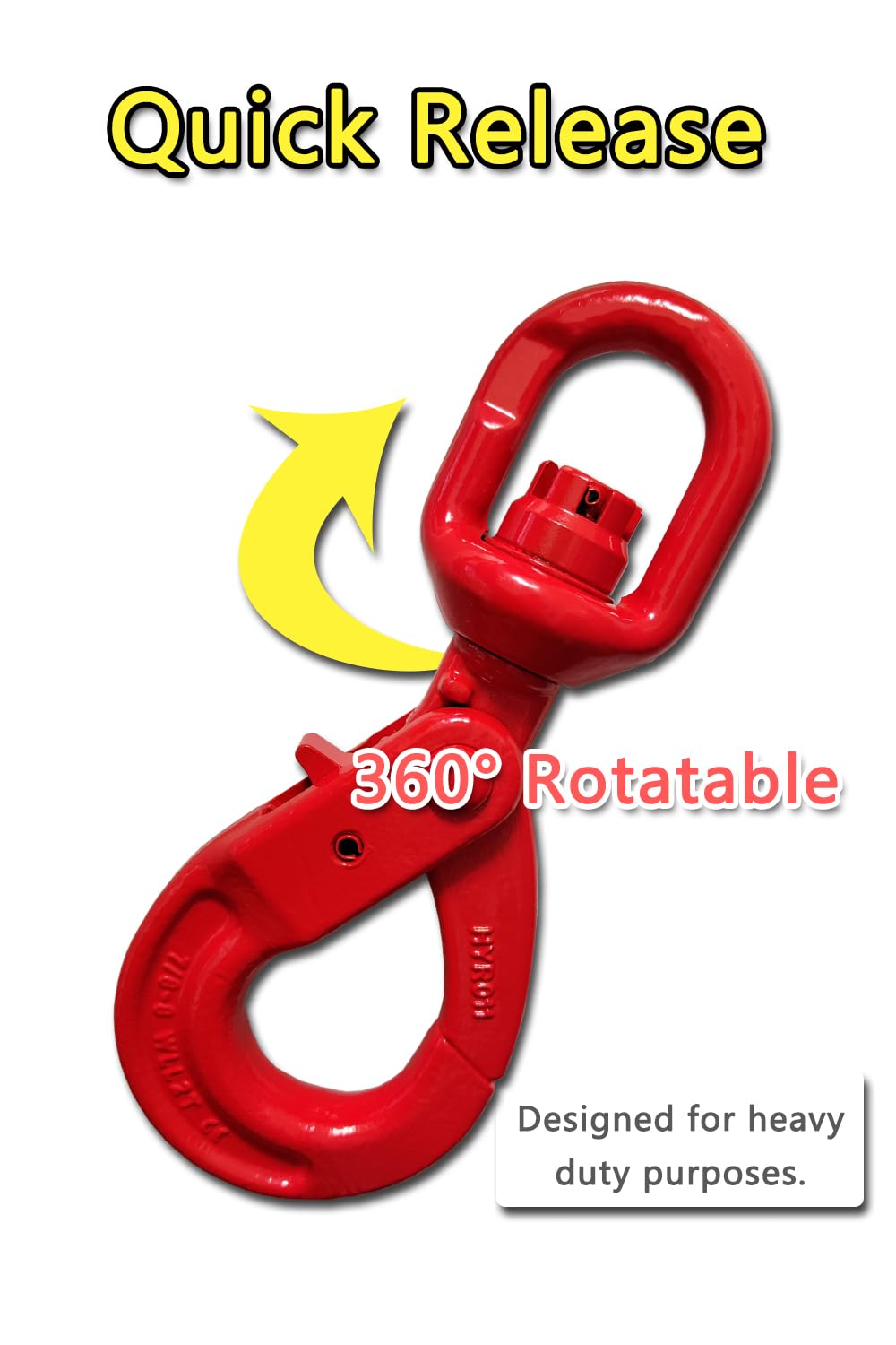 Swivel Self-Locking Hook 6944 lbs Grade 80 Swivel Self Locking Hook Heavy Duty Swivel Lifting Hook Swivel Lifting Hook Hoist Hook Sling Heavy Cargo 【3.15ton】