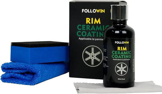 FOLLOWIN Wheel Rim Ceramic Coating Kit - Repels Brake Dust, Dirt, Stains & Water - Hydrophobic Ceramic Coating for Wheels, 50ml - Ceramic Coat Protection for Alloy & Metal Rims