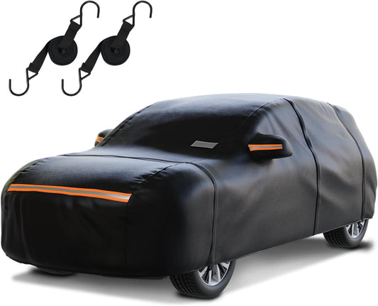 SUV Car Cover Waterproof All Weather for Automobiles，Outdoor Heavy Duty Full Exterior Covers with Zipper Door, Rain Sun Snow Dust UV Protection, Windproof Straps & Reflective Strips(Up to 189")