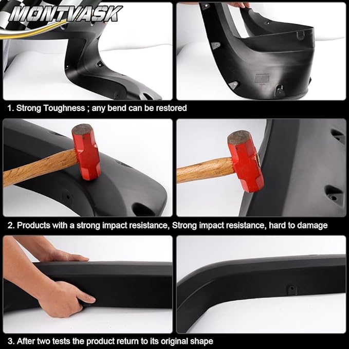 PIT66 Pocket Rivet Upgrade Fender Flares, Compatible with 1999-2006 Chevy Silverado/1999-2006 GMC Sierra, Wheel Tire Fenders Textured