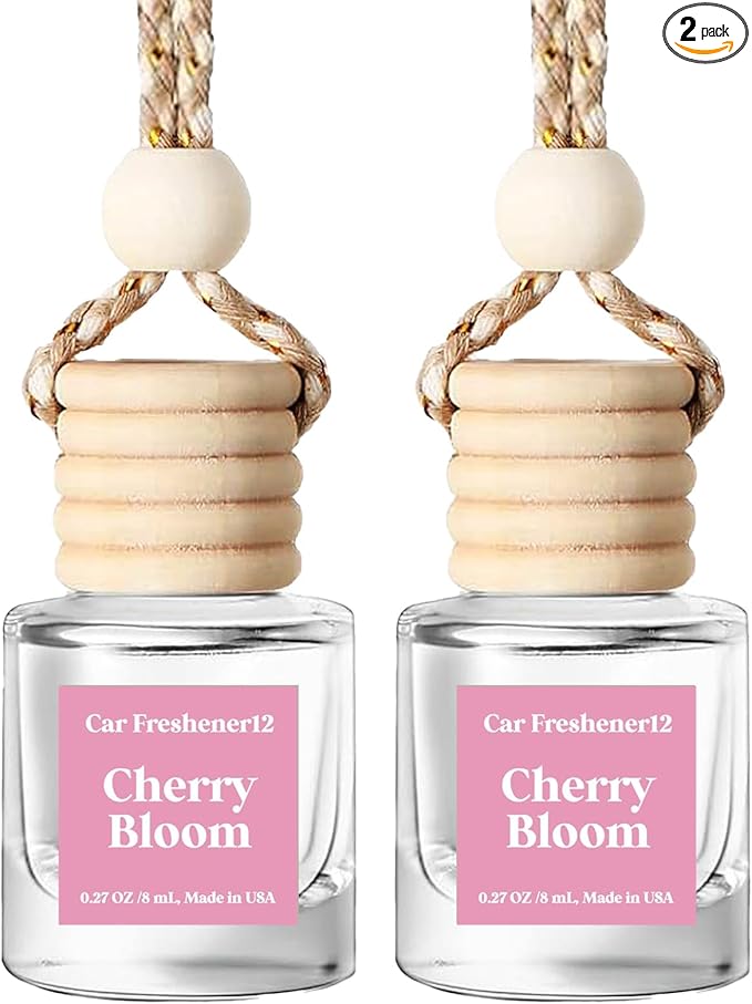HoogaLife Car Air Freshener Diffuser 2 Pack Hanging Cherry Bloom Car Air Freshener for Women 45+ days Long Lasting Fragrance Made in USA (C12)