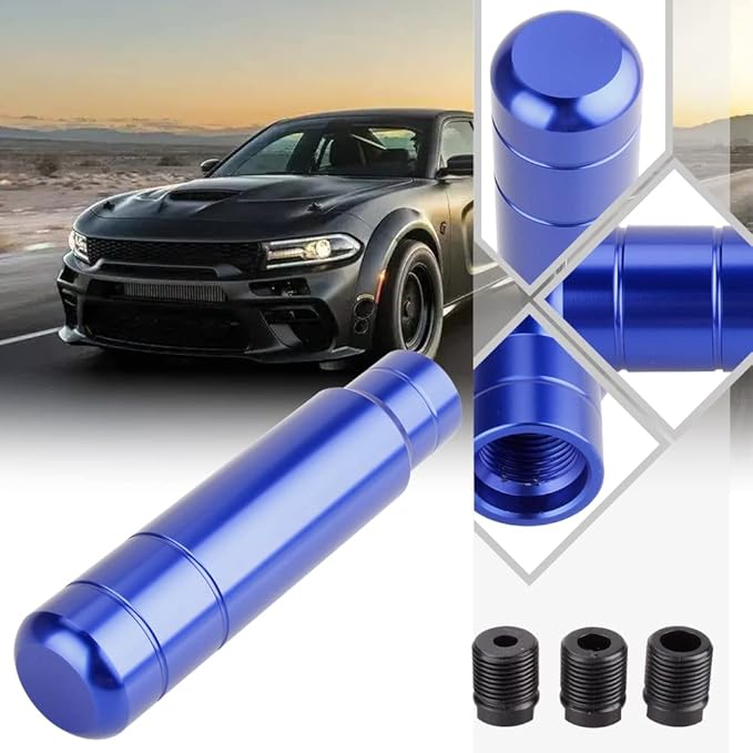 BARTOO Aluminum Alloy Heavy Weighted Shifter Knob, 5" Auto Gear Shift Knob, Car Gear Lever Stick Shifter Handle,with 3 Threaded Adapters M8 M10 M12,Fit Most Automatic Manual Vehicle (Blue)