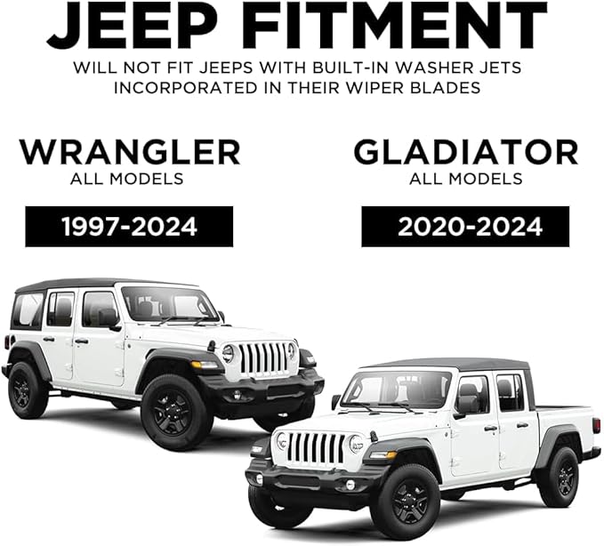 Clix Wipers - Jeep Wrangler & Gladiator (16"/16") Purple Windshield Wiper Blades (All Wrangler & Gladiator Models), All-Weather Replacement Wipers-Set of 2, Includes Quick Connect Clips (1997-2025)