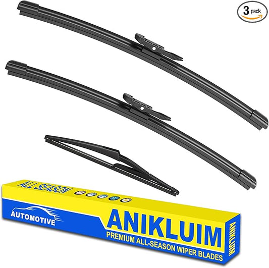 ANIKLUIM® 28"+ 26" Wiper Blades with 12" Rear Wiper Blade Set Replacement for 2013-2018 C-Max Windshield Wipers Original Factory Quality (Pack of 3)