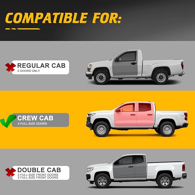 Running Boards Compatible with Chevy Colorado GMC Canyon 2015-2025 Crew Cab Two Stairs Offroad Heavy-Duty Steel Rock Sliders Step Bars Nerf Bars fit for 2015-2025 Chevrolet GMC Canyon CrewCab