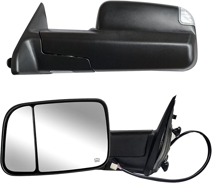 JZSUPER Tow Mirrors fit for 2009-2018 Ram 1500, 2019-2023 Ram 1500 Classic, A Pair of Towing Mirrors Pickup Truck Black Cap