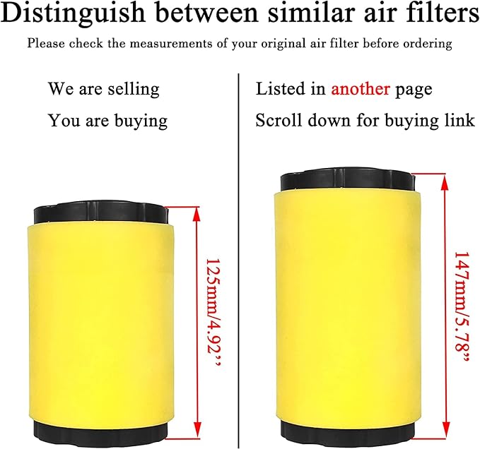 Z335E Z345R Air Filter Oil Filter Tune Up Kit for John Deer Z355E Z345M Z355R Z225 Z355E E120 Z235 Z335 Z345 Z355 LT150 46’’ 48’’ Mower w/ 17.5hp 19.5hp 20hp 21hp Engine