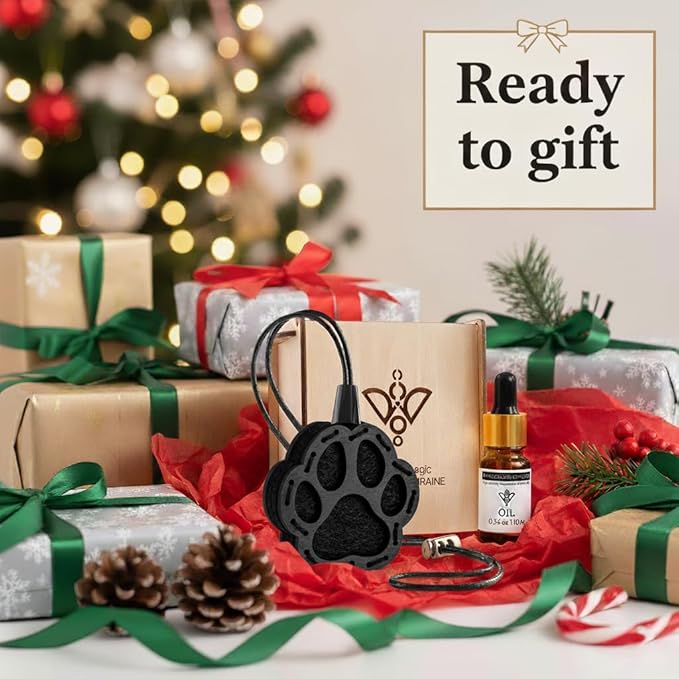 Wood Car Air Freshener — Handmade Car Air Freshener — Paw Designed Fragrance Oil Diffuser in Wooden Gift Box — Aromatherapy Gift Set with diAquatoria Fragrance Oil - 10 ml