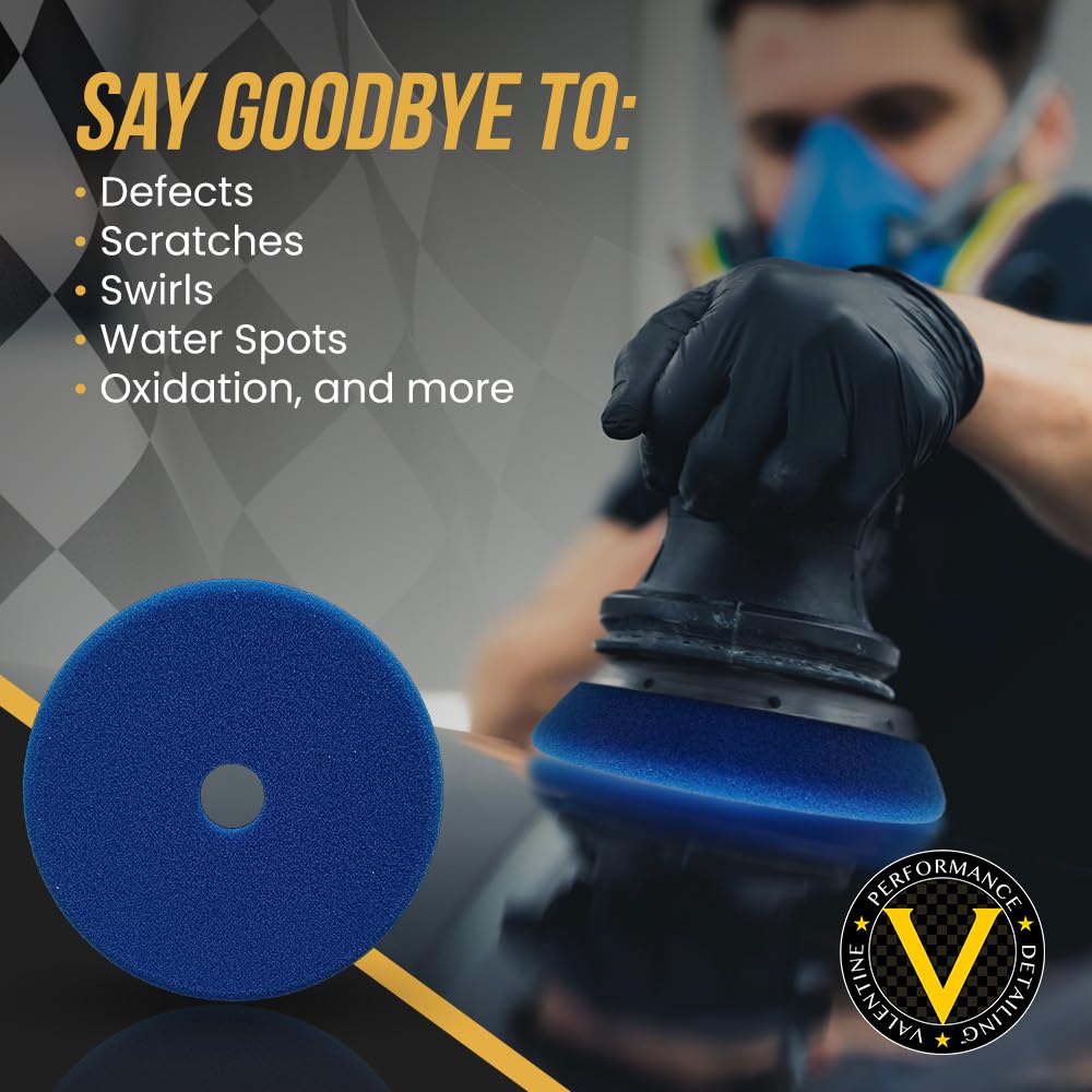 VPD SDO Blue Foam Polishing Pad - Premium Compounding & Polishing Pad for Heavy Defect Removal, Hard Paint & Deep Etching, Medium/Heavy Cutting Compounds, Tapered Edge, Made in USA, 3.5"