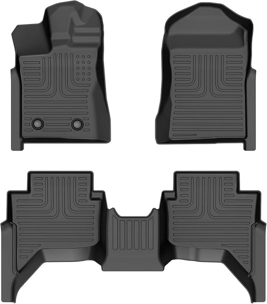 Floor Mats for 2024 2025 Ford Ranger Supercrew Cab All Weather Automotive TPE Liners Anti-Slip Waterproof Floor Liners Front & Rear Row Accessories Black