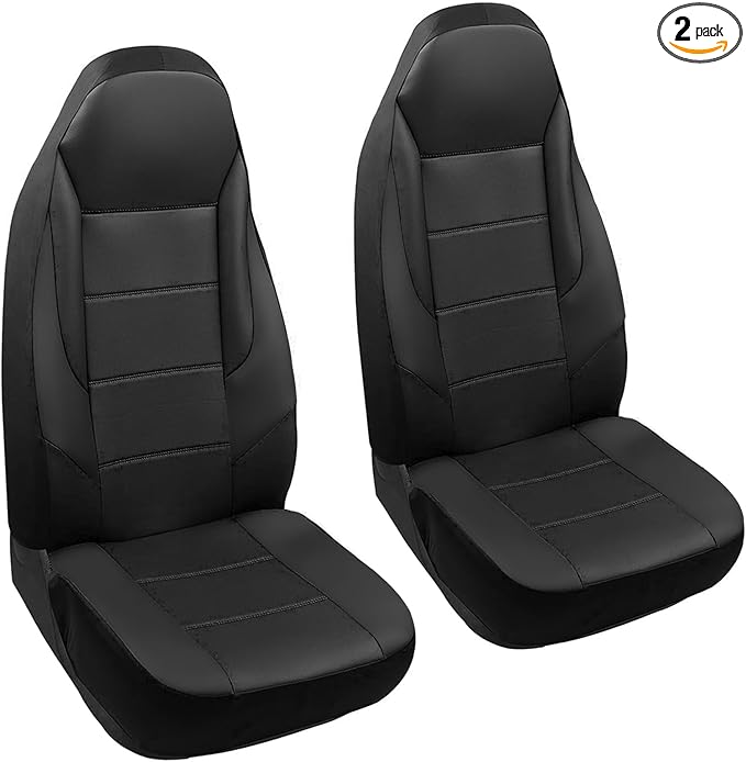 GIANT PANDA Front Car Seat Cover for Jeep Wrangler TJ (1997-2006),Leather Bucket Seat Covers Custom Fit Jeep Accessories (Black) 2-Pack