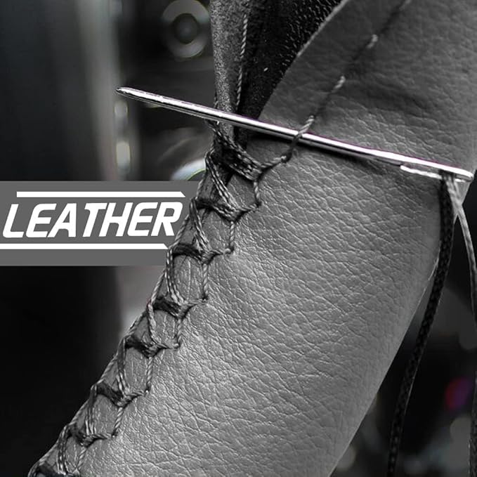 AUTOXBERT 38cm/15 Inch Hand Sewing Steering Wheel Cover Breathable Anti-Slip Leather Steering Wheel Cover for Nissan Qashqai Toyota Camry RAV4 VW Golf