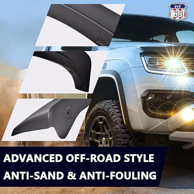 PIT66 Fender Flares, Fit 2007-2013 Chevy Silverado 1500, Fit 2007-2013 Silverado 2500HD/3500HD 78.0"/97.6" Long Bed (Not For Dually,Not Fit GMC Sierra), Factory Style Black Wheel Flares Set, 4 Pcs