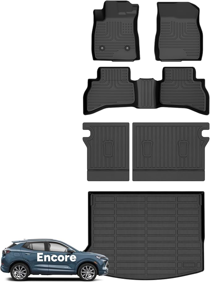 Wayhigh-All Weather Floor Mats and Cargo Mat with Seatback Cargo Set Fit for Buick Encore GX AWD 2026-2020(for Cargo Tray Highest Position) Car Mats Floor Liners for Encore GX Accessories