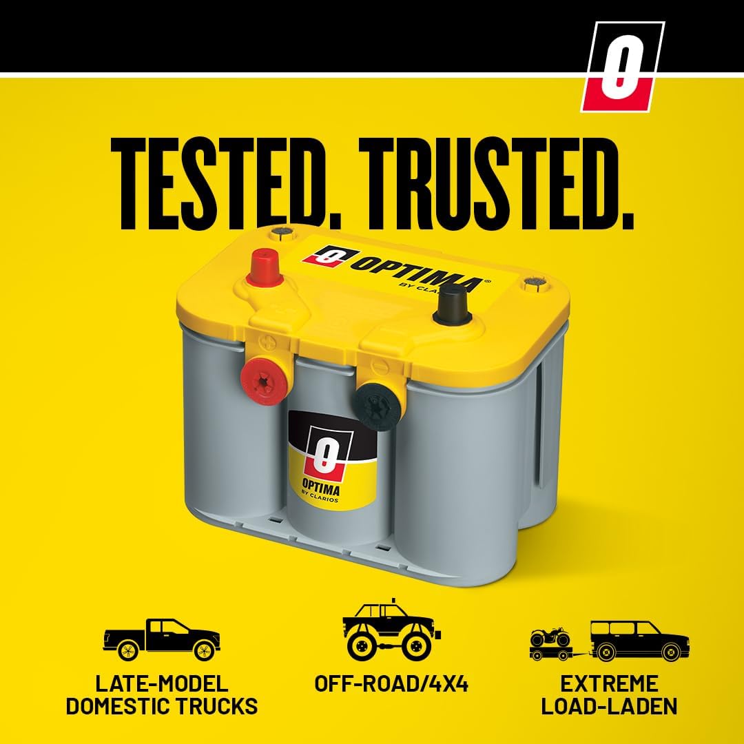 OPTIMA Batteries High Performance D34/78 YellowTop Dual Purpose Sealed AGM Car, Truck and SUV Battery, 750 CCA, Dual Terminal, Maintenance Free, Versitile Mounting