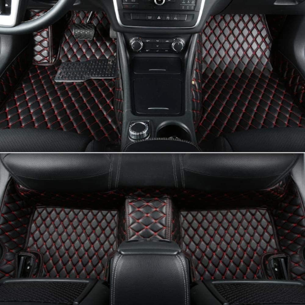 Custom All-Weather Protection Luxury Leather Floor Mats for Cars SUVs Trucks According Anti-Slip Leather Floor mats ﻿ (Black Red)