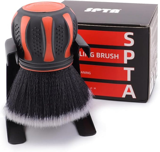SPTA Ultra Soft Detailing Brush, Car Detail Brush, Orange Handle XL Synthetic Brush - Ultra Soft Bristles, Comes with Storage Rack, Covers Large Area Inside or Outside Vehicles