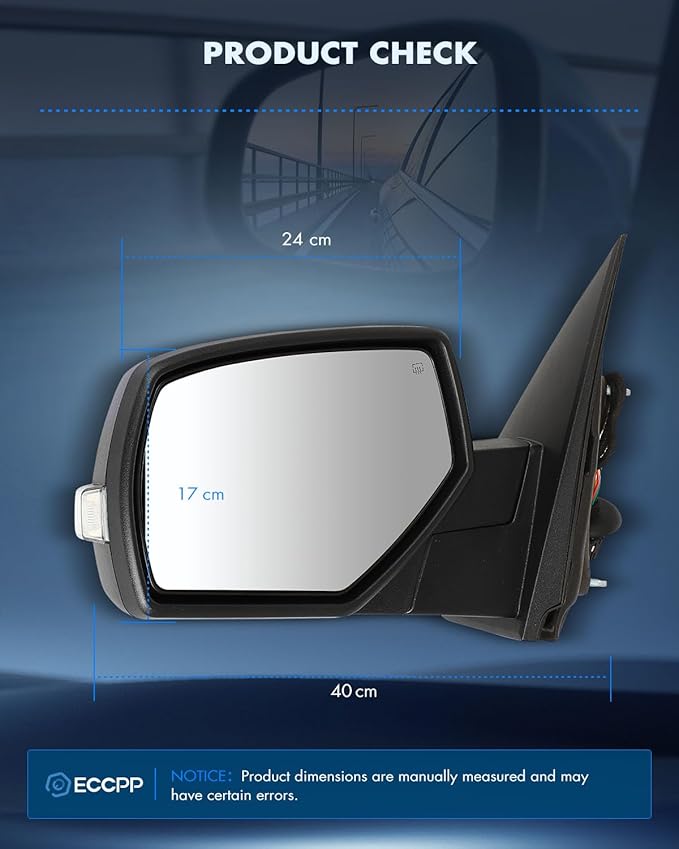 ECCPP Towing Mirrors Fit For 2014-2018 For Chevrolet Silverado 2014-2018 For GMC Sierra With Left Right Side With Power Heated Turn Signal Light on cover Clearance lamp Black Texture Tow Mirrors