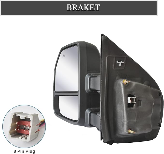 ReYee Towing Mirrors fit for 2015 2016 2017 2018 2019 2020 Ford F-150 Pickup Truck with Power Heated Temperature Sensor Turn Signal Light Black Housing 8 Pin Plug tow mirrors