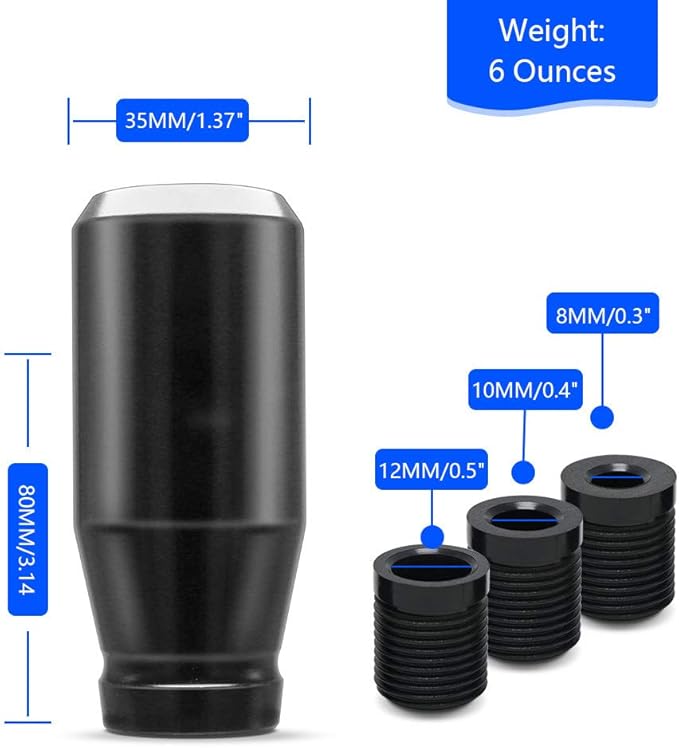（Black） Type-R Style 5 Speed Manual Universal Gear Shift Knobs Adapters Included Fit Compatible with Mazda Tacoma STi Nismo 2004 Honda Accord Subaru
