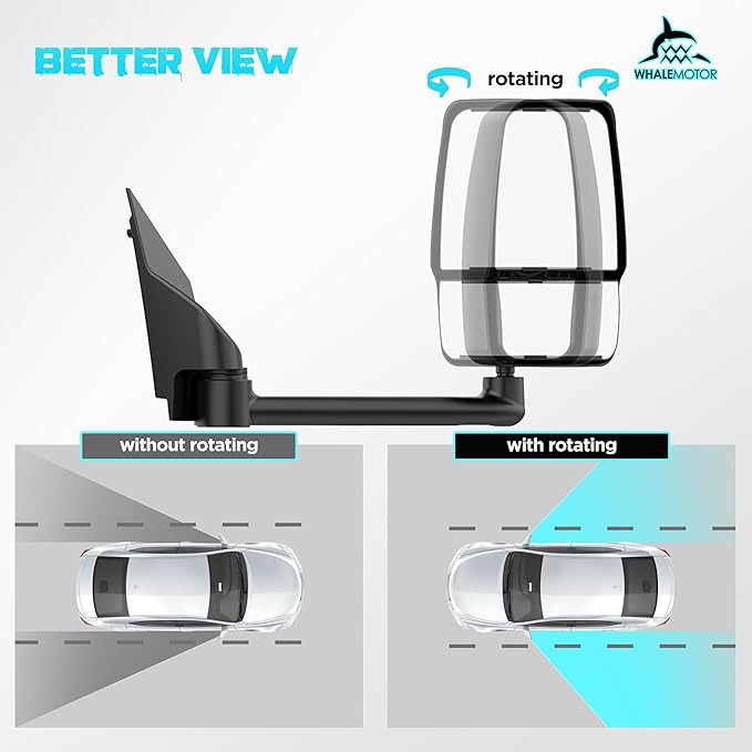 Passenger Side Tow Mirror Compatible with 2003-2019 Chevy Express/GMC Savana 1500 2500 3500, Right Side Manual Folding Adjustable Towing Van Mirrors Replacement