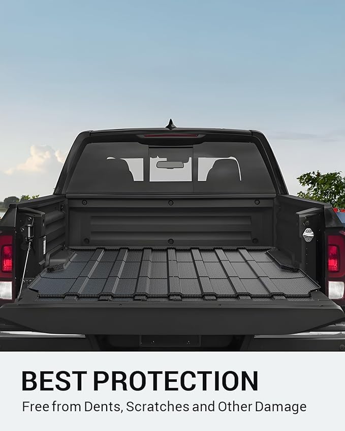 Ecarzo Bed Mat Compatible with 2026 2025 2024 2023 2022 Rivian R1T Accessories 5 FT Bed Liner TPE Cargo Mats Heavy Duty Rear Trunk Mat All Weather Protection