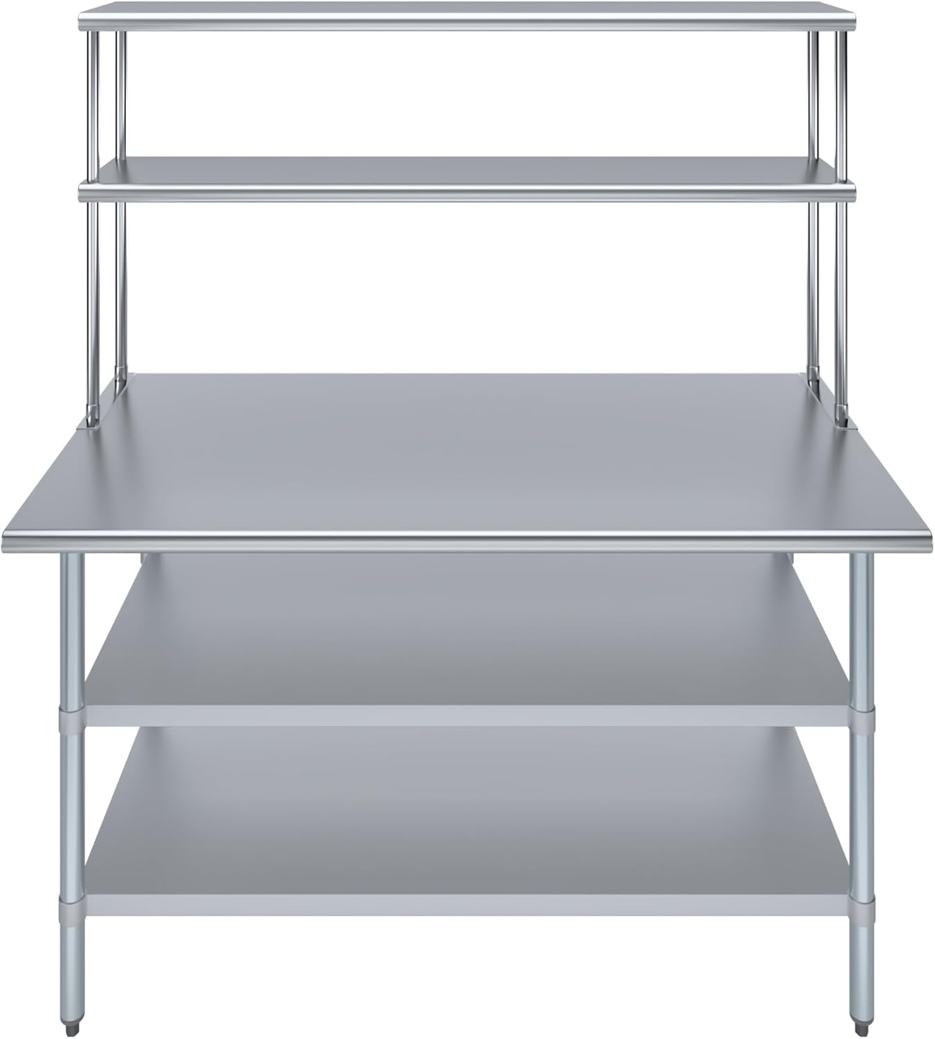 AmGood Stainless Steel Work Table with 2 Shelves | NSF (30" x 60" Table with 2 Shelves + 12" Overshelf)