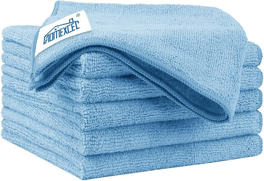 HOMEXCEL Blue Microfiber Cleaning Cloth 6 Pack 12.5 x 12.5 inch Microfiber Towels for Cars Ultra Absorbent Car Washing Cloth Lint Free Streak Free Cleaning Rags for Car, Kitchen Window
