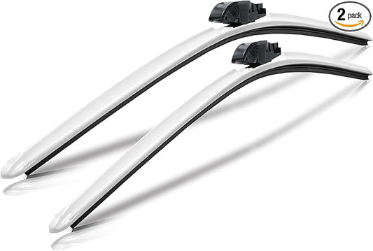 ClixWipers 24" + 18" (Set of 2) White All Weather Premium Automotive Replacement Windshield Wiper Blades, Passenger and Driver Side Winter Wiper Blades for Various Car Models