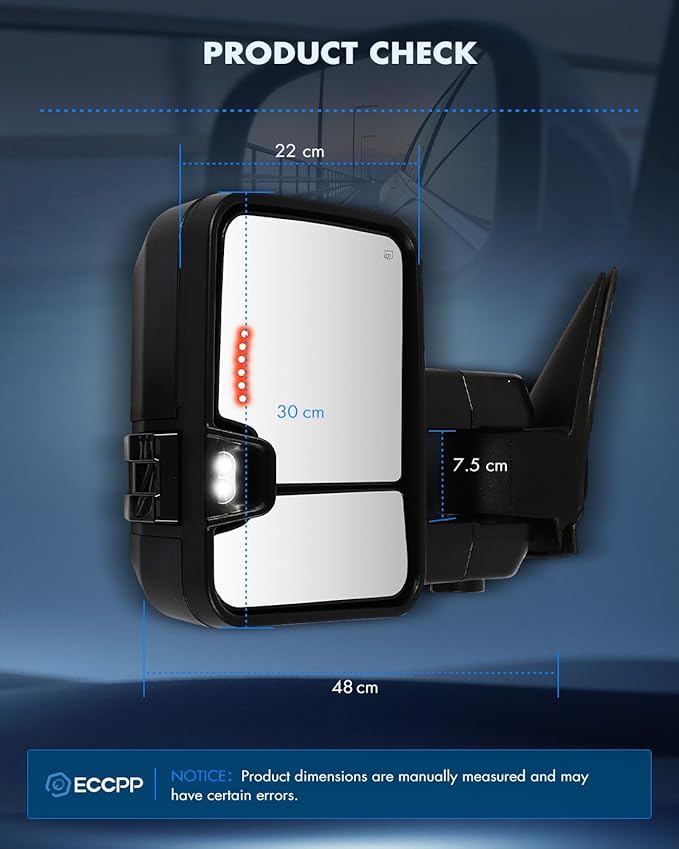 ECCPP Towing Mirrors Tow Mirrors Compatible With 2003-2006 For Chevy For Silverado 2003-2006 For GMC For Sierra Left Right Side With Power Heated Turn Signal Light Clearance light Black Texture