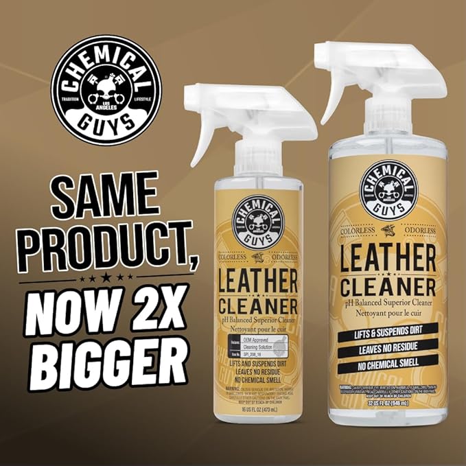 Chemical Guys Leather Cleaner, Colorless and Odorless for Car Interiors, Furniture, Boots, and More (Works on Natural, Synthetic, Pleather, Faux Leather and More), 32 fl oz - SPI_208_32