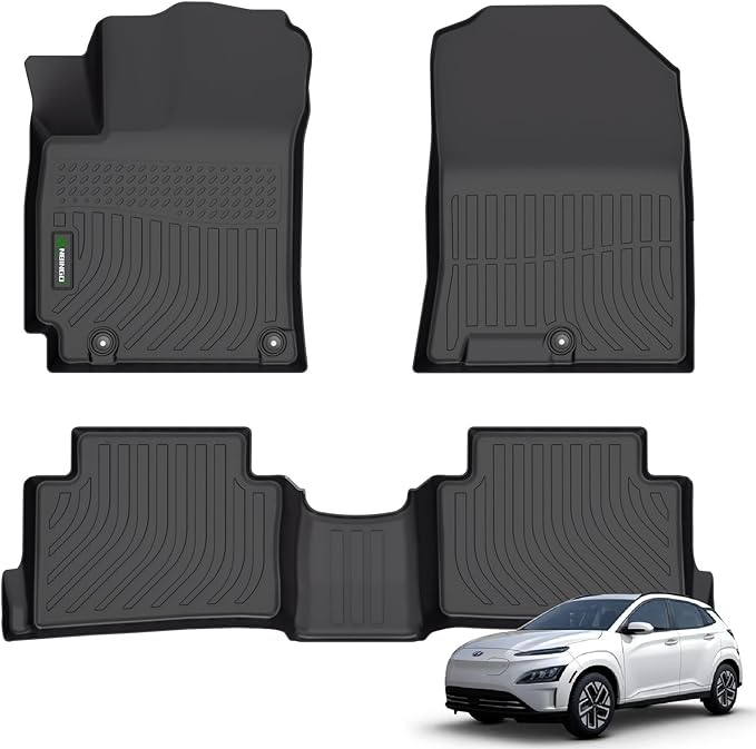 ANBINGO®Fit for Hyundai Kona Electric Floor Mats (EV Only) 2019-2023 /for Hyundai Kona Electric Car Mats All Weather Mats for Kona EV TPE Car Mat Rugs for Kona Rubber Trunk Carpet