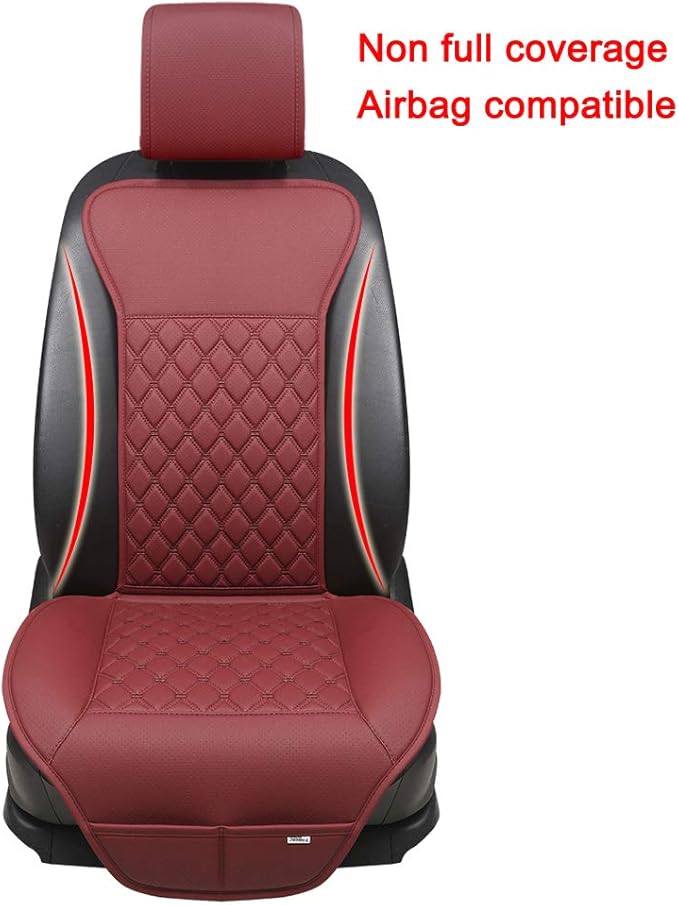 Black Panther 1 Pair Luxury Car Seat Covers Protectors, Universal Anti-Slip Driver Seat Cover with Partial Backrest Coverage (Middle Part Only), Diamond Pattern, Compatible with 95% Cars (Burgundy)