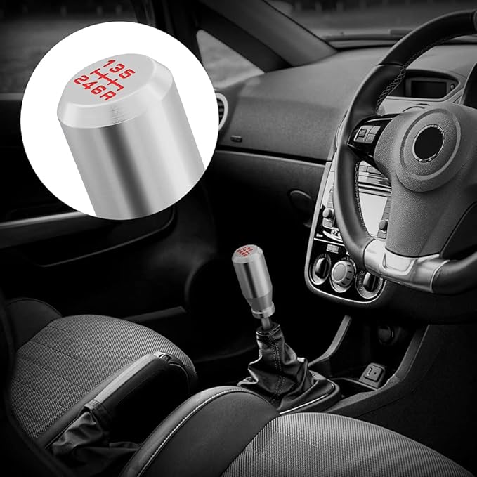 （Silver） Racing JDM Type-R Style 6 Speed Manual Universal Gear Shift Knobs Fit Compatible with Mazda Tacoma STi Nismo 2004 Honda Accord Subaru