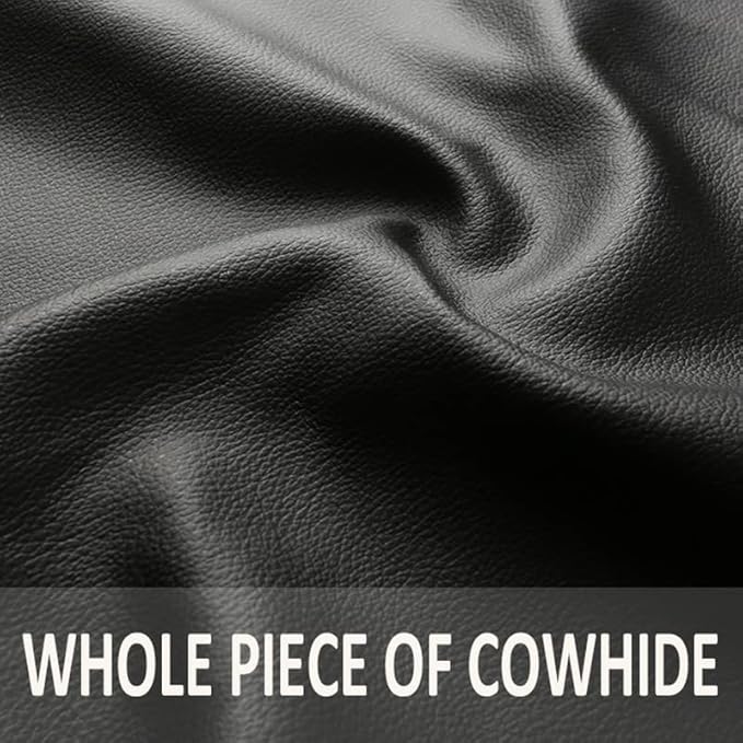 Cowhide Steering Wheel Cover Heat Resistant Anti-Slip Car Wheel Wrap Compatible with Most Makes and Models of Cars and Trucks with 14.5 to 15 Inch Steering Wheel(RED)