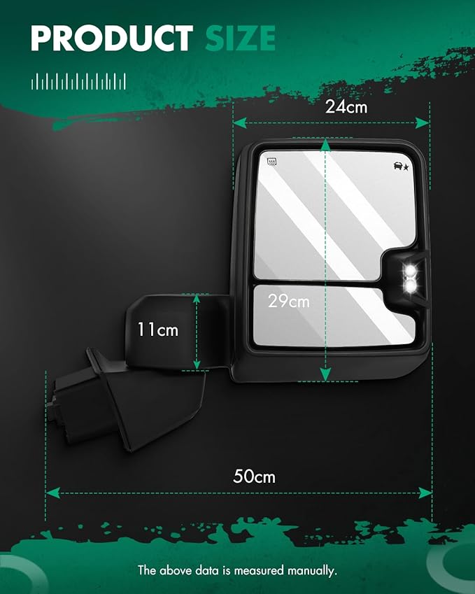 SCITOO Towing Mirrors Compatible With 2019-2022 For Chevy Silverado 1500 Pickup A Pair(Left Right Side Tow Mirrors) With Power Heated Turn Signal Width Puddle Running Back-up Light Temp Sensor Chrome