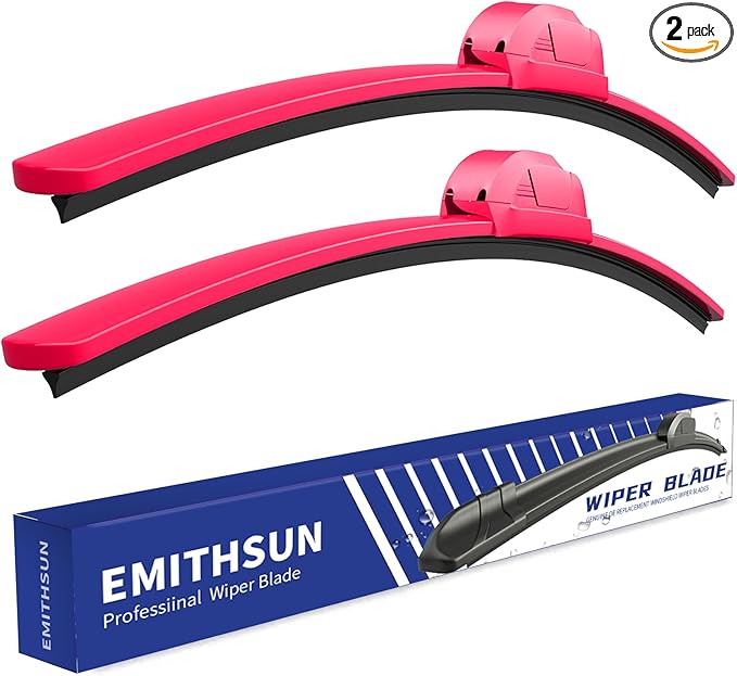 OEM QUALITY 26" + 17" Premium All-Seasons Durable Stable And Quiet Rose Red Windshield Wiper Blades (Set of 2)