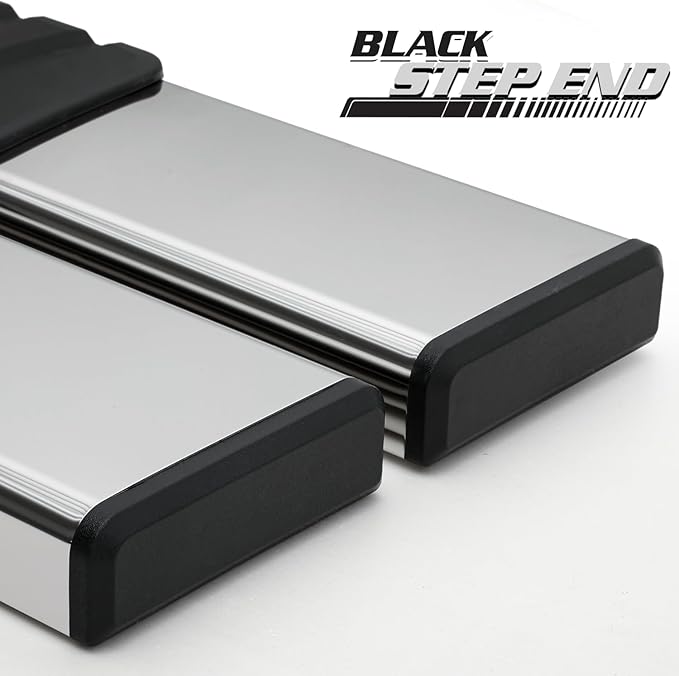 M-Auto 6.75" Running Boards Side Step Bars Compatible with 2019-2025 Chevy Silverado GMC Sierra 1500 2500HD 3500HD Extended Cab, Stainless Steel Side Step Nerf Bars, Polished Chrome