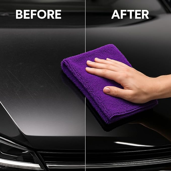 10 Pack Pak Details Edgeless Microfiber Towels for Cars | 16x16 Ultra-Soft, Scratch-Free & Lint-Free Car Detailing Microfiber Cloths for Buffing & Coating | Seamless Finish Auto Cleaning Cloths