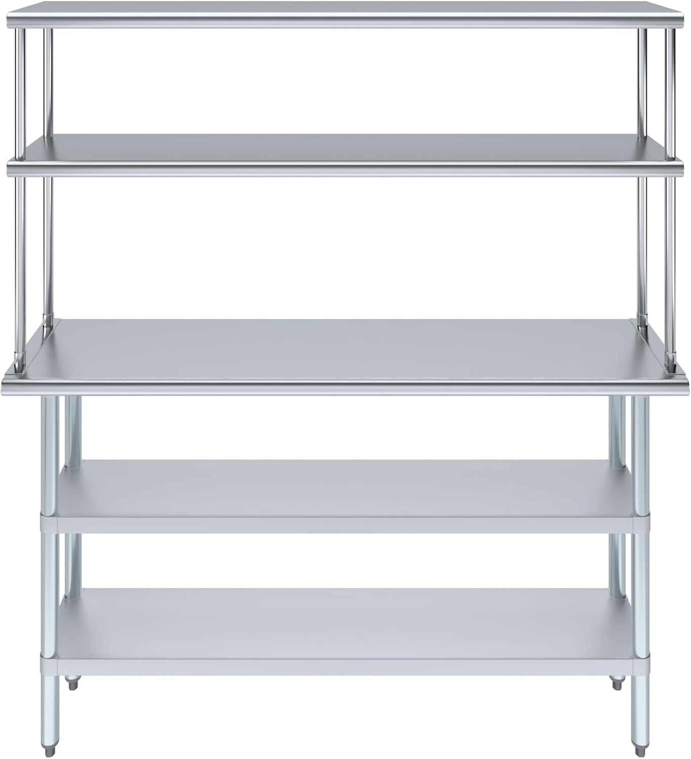 Amgood Stainless Steel Work Table with 2 Shelves | Metal Kitchen Prep Table & Shelving Combo (14" x 60" Table with 2 Shelves + 12" Overshelf)