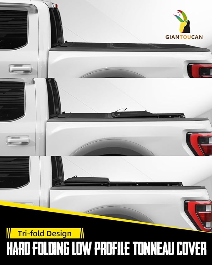 Hard Tri Fold Low-pro Tonneau Cover compitable with 2009-2025 Dodge Ram 1500(Classic&New) 5.7ft(67.4") Bed w/o RamBox
