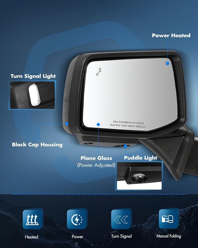 ECCPP Tow Mirrors Towing Mirrors Compatible With 2019-2023 For Chevy silverado 1500 With Left Right Side Blind spot light With Power Heated light on cover puddle light Temp sensor