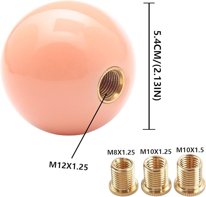 Round Ball Shift Knob Universal Luminous Gear Shift Knob 5 6 Speed for Manual Automatic Vehicles with Adapters (Pink to Red)