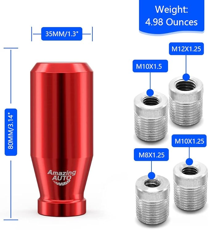 (Red) 5 Speed Automatic Manual Weighted Shifter Knob Gear Shift Knobs for Mazda Miata Subaru Sti