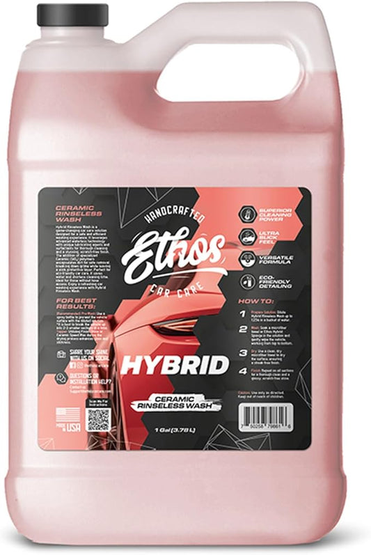 Ethos Hybrid Ceramic Rinseless Car Wash - Spot Free Rinse for Cars Waterless Wash - No Rinse Wash - Spot Free Car Wash (Gallon)