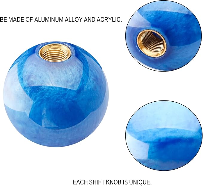 Round Ball Shift Knob Universal Marble Style Gear Shift Knob 5 6 Speed for Manual Automatic Vehicles with Adapters (Dark Blue)